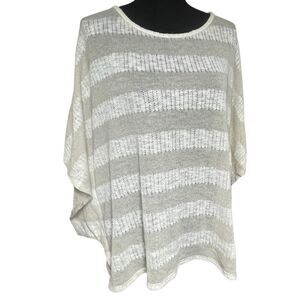 Coldwater Creek Tan and White Striped Batwing Top